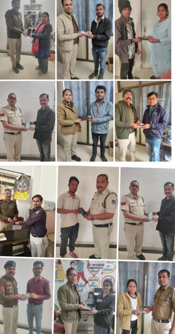 पुलिस ने 2 लाख 60 हजार के गुम हुए 18 मोबाइल रिकवर कर आवेदकों को सौंपे
