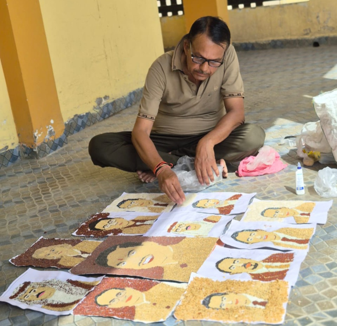 ग्यारह देशों के कृषि मंत्रियों की अनाज से बनीं तस्वीरें