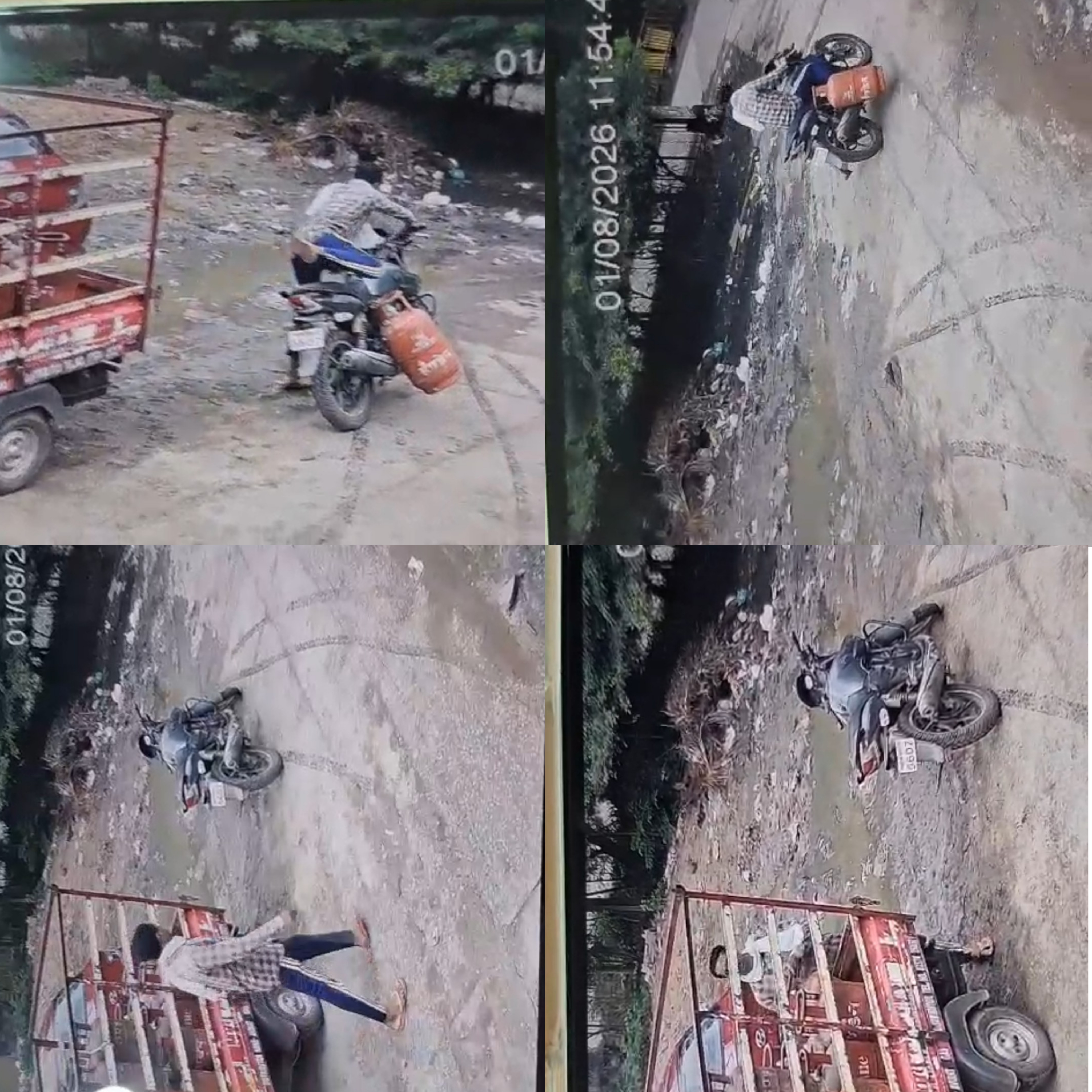 गैस डिलीवरी करने वाले वाहन से सिलेंडर चोरी करने वाला सीसीटीवी में कैद , वीडियो वायरल