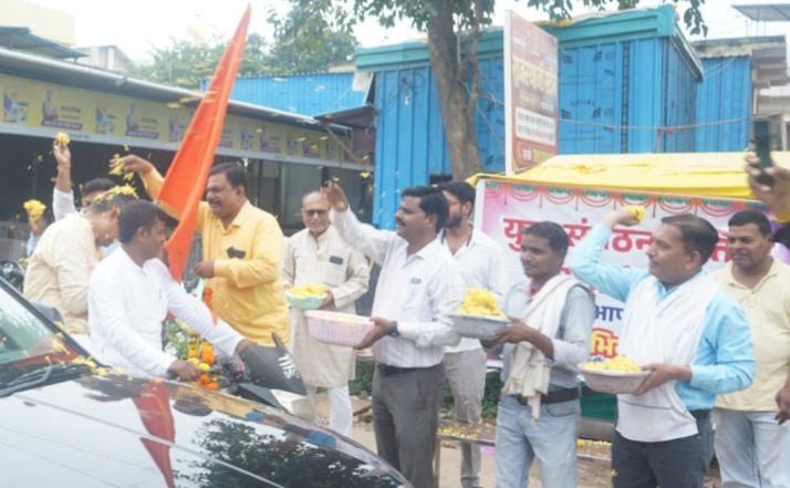 गुजरात के सोमनाथ से असम राज्य के कामाख्या तक बीस हजार किलोमीटर की बासठ दिनों की गौ राष्ट्र यात्रा का पिपरिया में हुआ जोरदार स्वागत