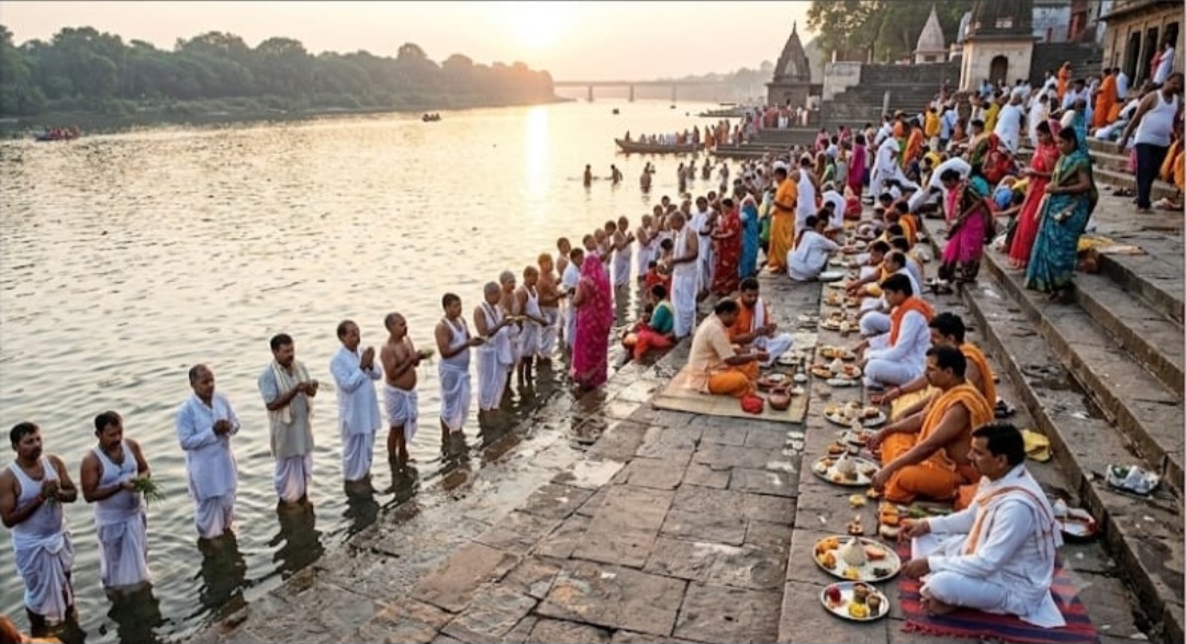 पितृपक्ष प्रारंभ: नर्मदा तटों पर उमड़ा आस्था का सैलाब, पितरों के निमित्त तर्पण और श्राद्ध अनुष्ठान शुरू